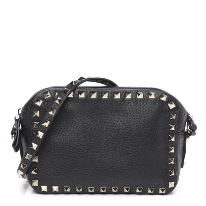 Valentino Garavani Pebbled Calfskin Rockstud Camera Crossbody Bag Black 1 of 14