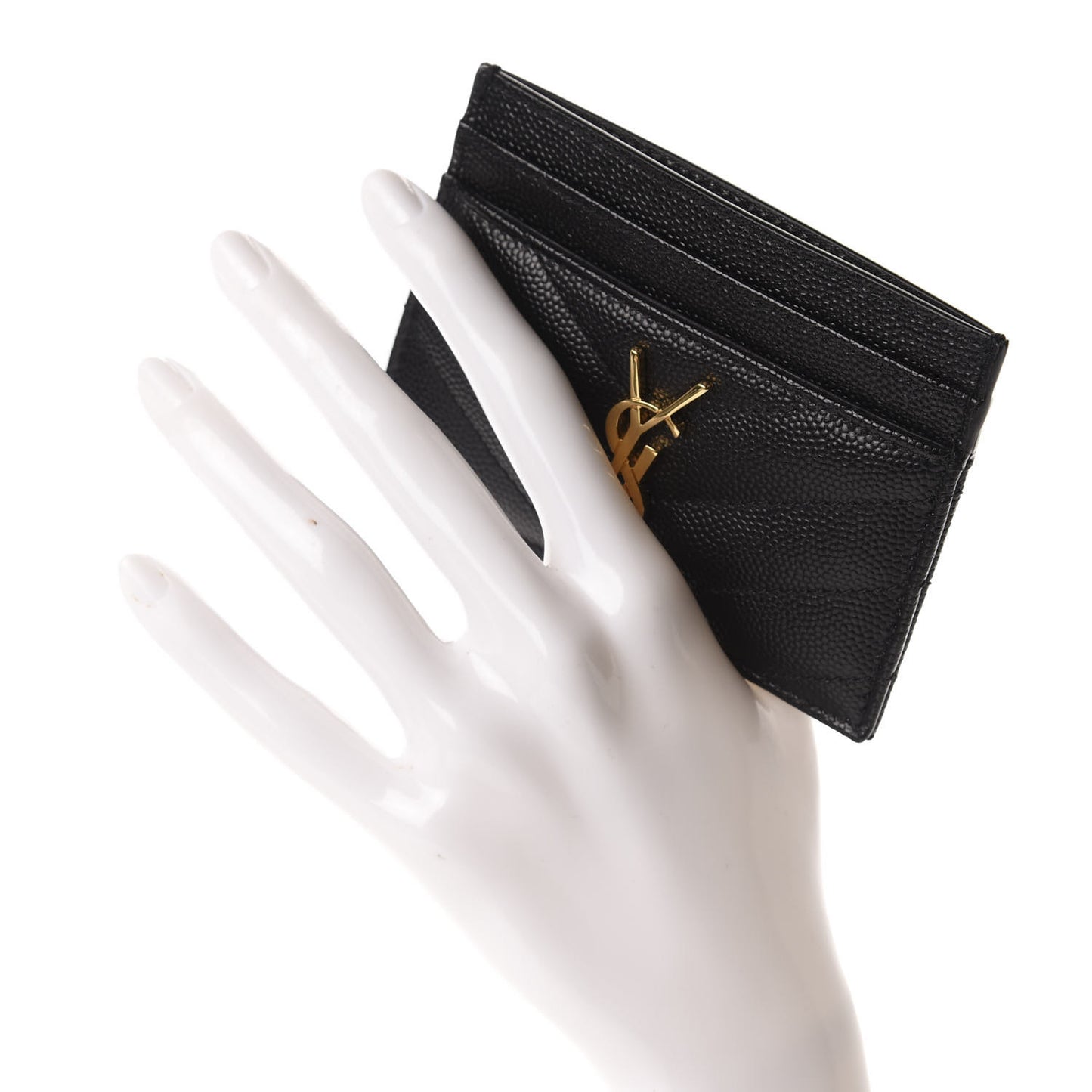 Grain De Poudre Matelasse Chevron Monogram Credit Card Case Black
