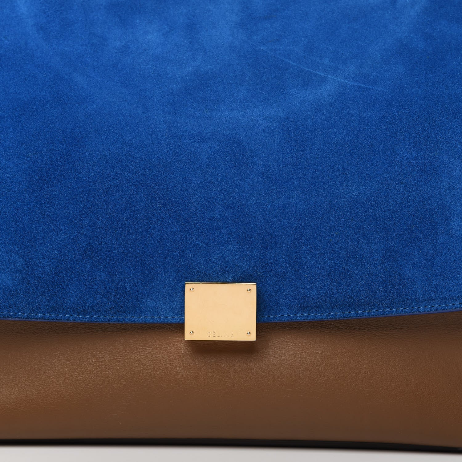 Celine Smooth Calfskin Suede Medium Tri-Color Trapeze Bright Blue 9 of 9
