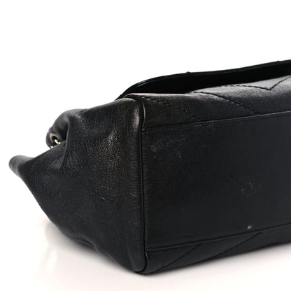 Saint Laurent Pebbled Lambskin Chevron Monogram Small Nolita Black 7 of 9