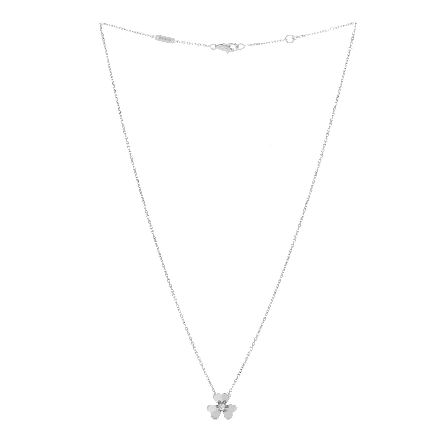 Van Cleef & Arpels 18K White Gold Diamond Mini Frivole Pendant Necklace 3 of 6