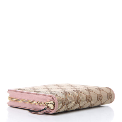 Gucci Monogram Dollar Calfskin Zip Around Compact Wallet Beige Ebony Soft Pink 4 of 13