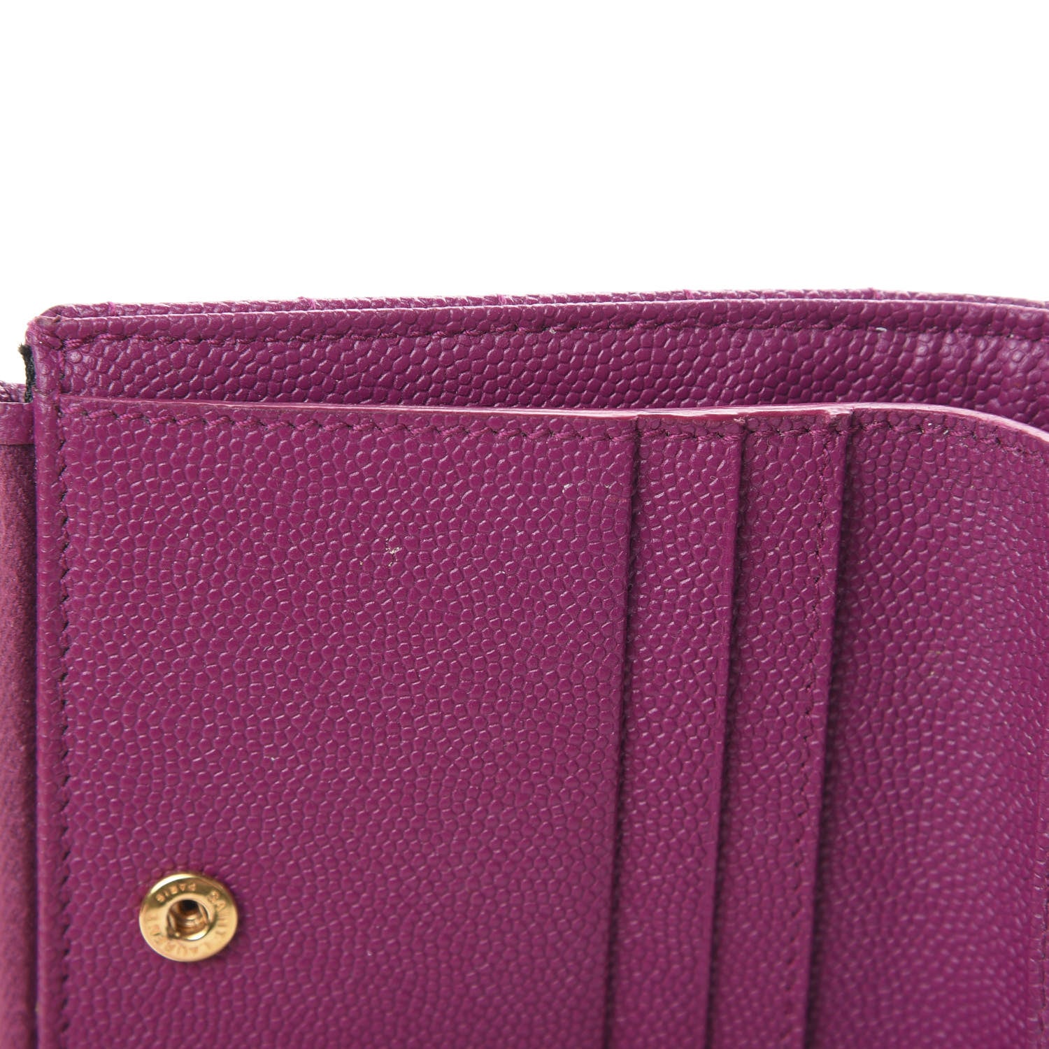 Saint Laurent Grain De Poudre Matelasse Chevron Monogram Zipped Card Case Dark Grape 8 of 14