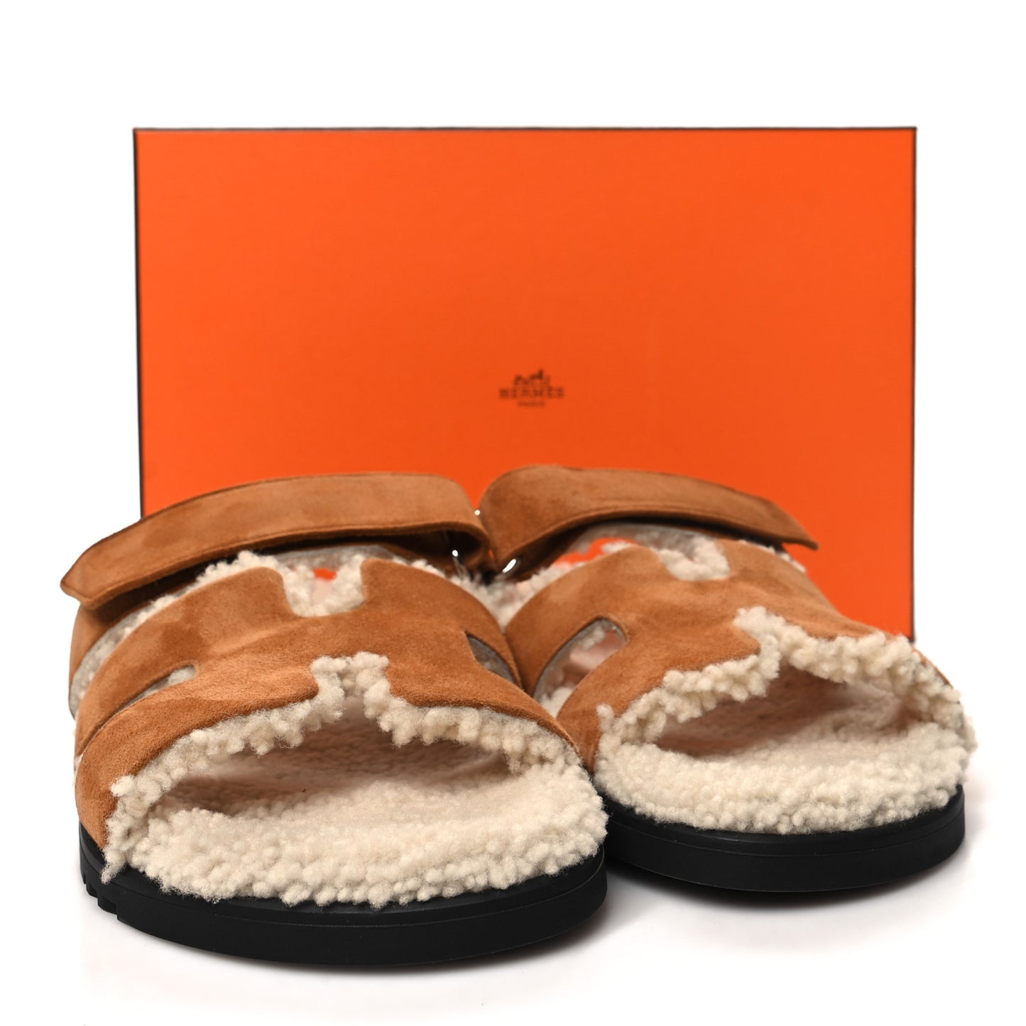 Suede Goatskin Woolskin Womens Chypre Sandals 39 Brun Fume Ecru