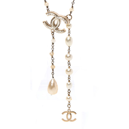 Chanel Irregular Pearl CC Long Necklace Light Gold 4 of 6