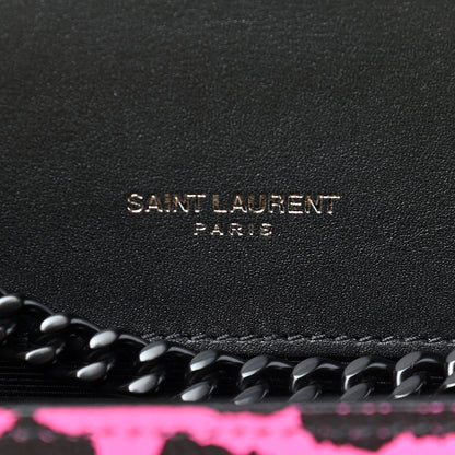 Saint Laurent Grain De Poudre Zebra Print Small Monogram Kate Satchel Fuxia Black 7 of 7