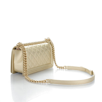 Chanel Perforated Lambskin Medium Boy Flap Light Gold 3 of 7