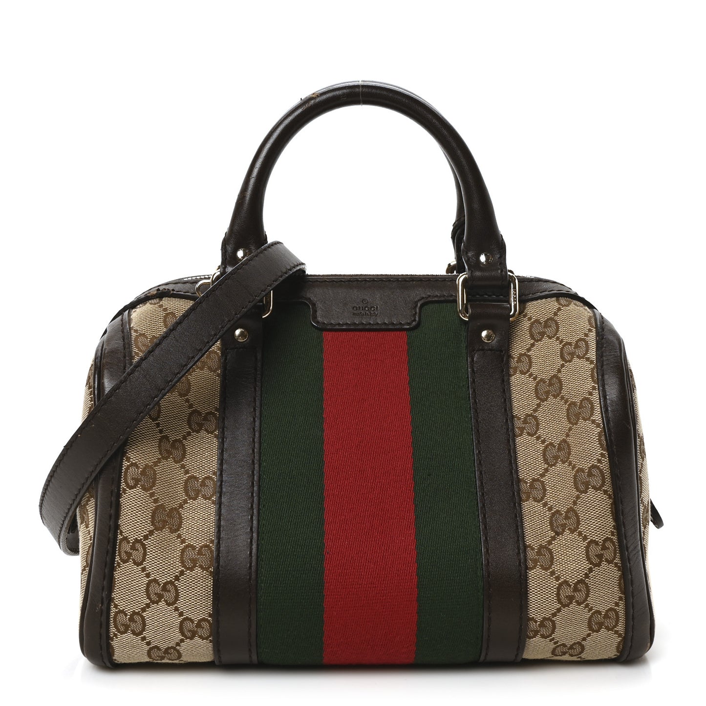 Monogram Vintage Web Small Boston Dark Brown