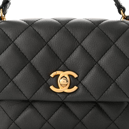 Chanel Calfskin Quilted Top Handle Flap Black 8 of 11