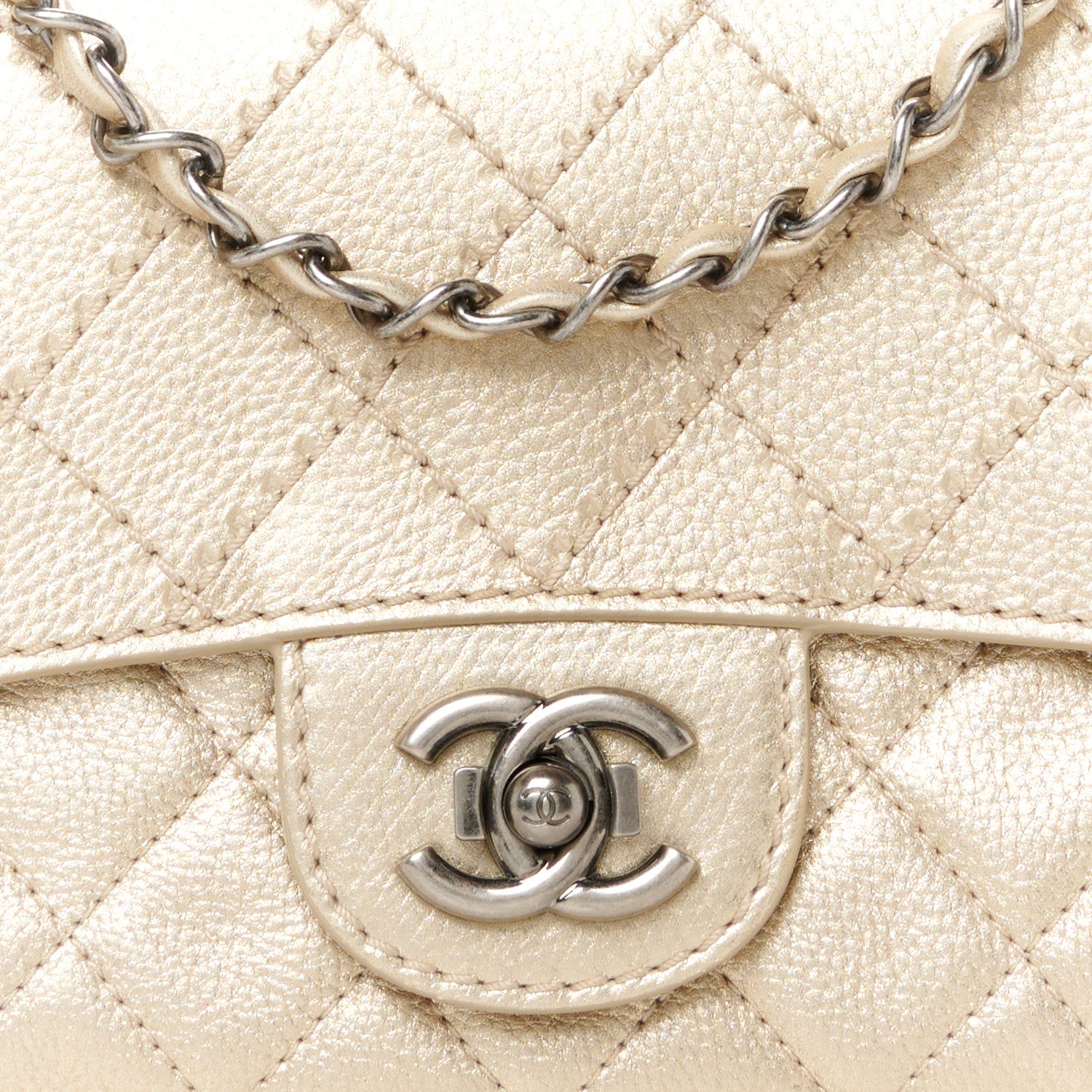 Chanel Metallic Calfskin Quilted Flap Bag Light Gold 8 of 11
