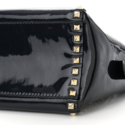 Valentino Garavani Patent Small Rockstud Double Handle Tote Marine 9 of 20