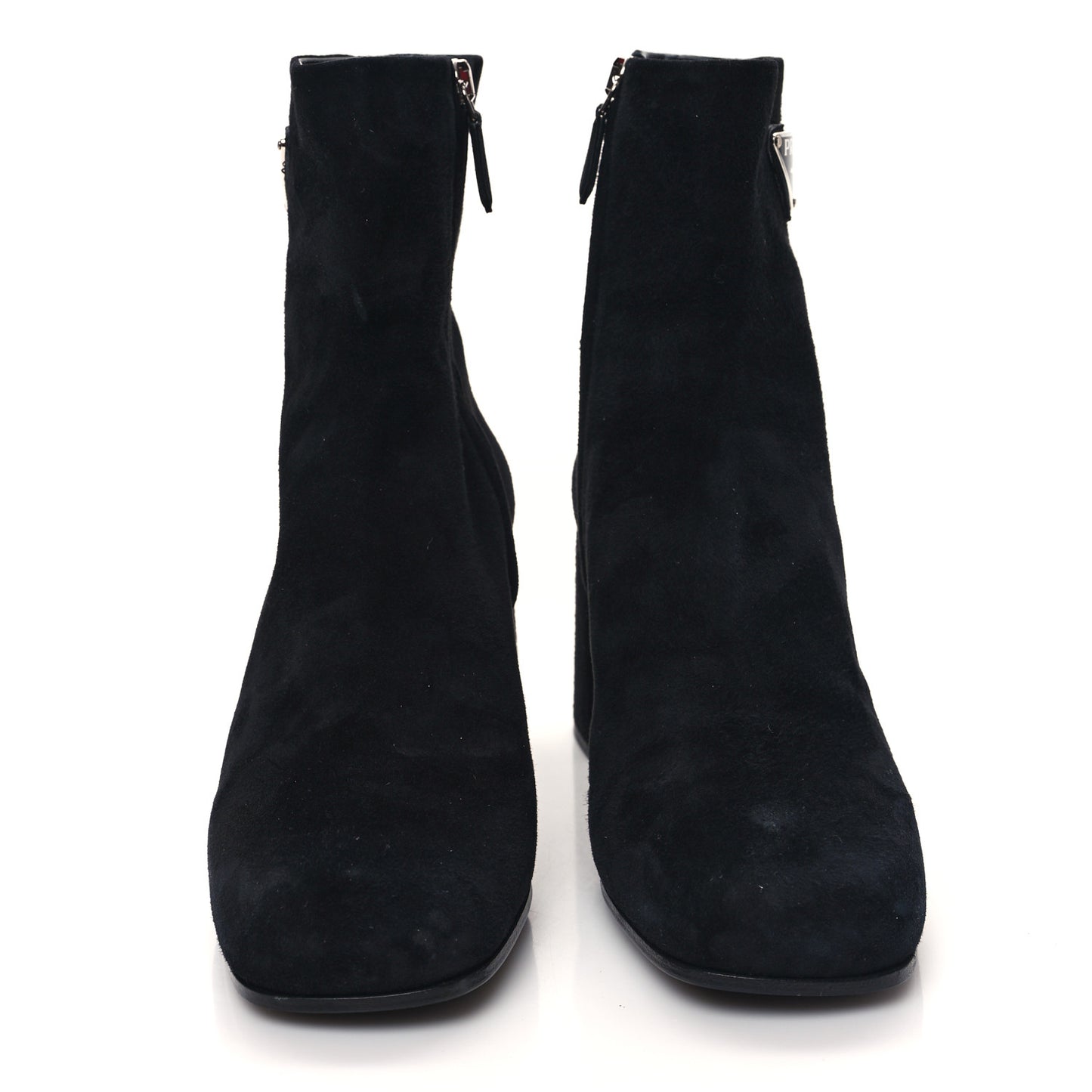 Velvet Metal Triangle Logo Zip 65mm Boots 39 Black