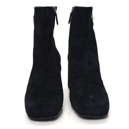 Prada Velvet Metal Triangle Logo Zip 65mm Boots 39 Black 2 of 10
