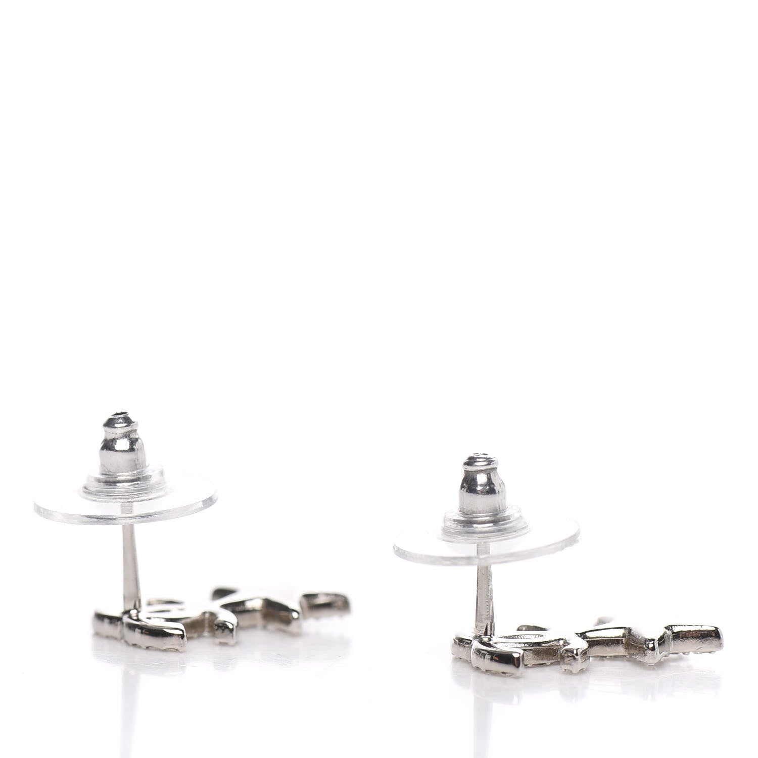 Chanel Crystal CC Star Earrings Silver 3 of 5