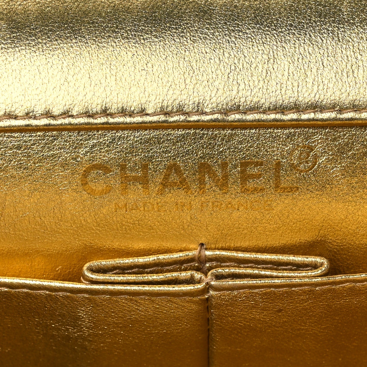 Metallic Lambskin Chocolate Bar Flap Gold