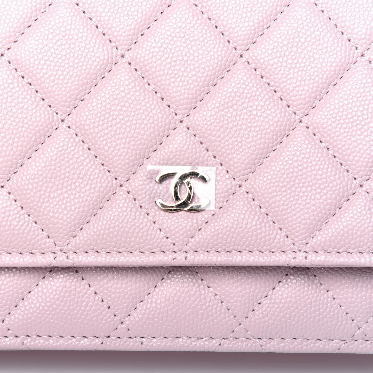 Caviar Quilted Wallet On Chain WOC Light Pink