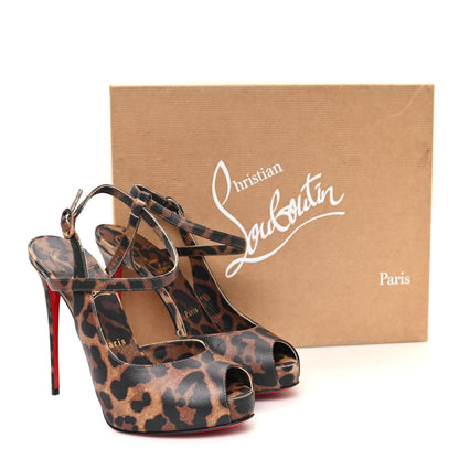 Christian Louboutin Calfskin Leopard Printed Luxor Jenlove Alta 120 Pumps 38.5 Brown 9 of 9