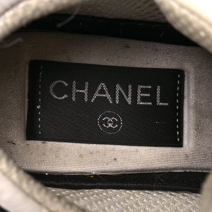 Chanel Nylon Suede Calfskin CC Sneakers 36 White Dark Grey 8 of 11