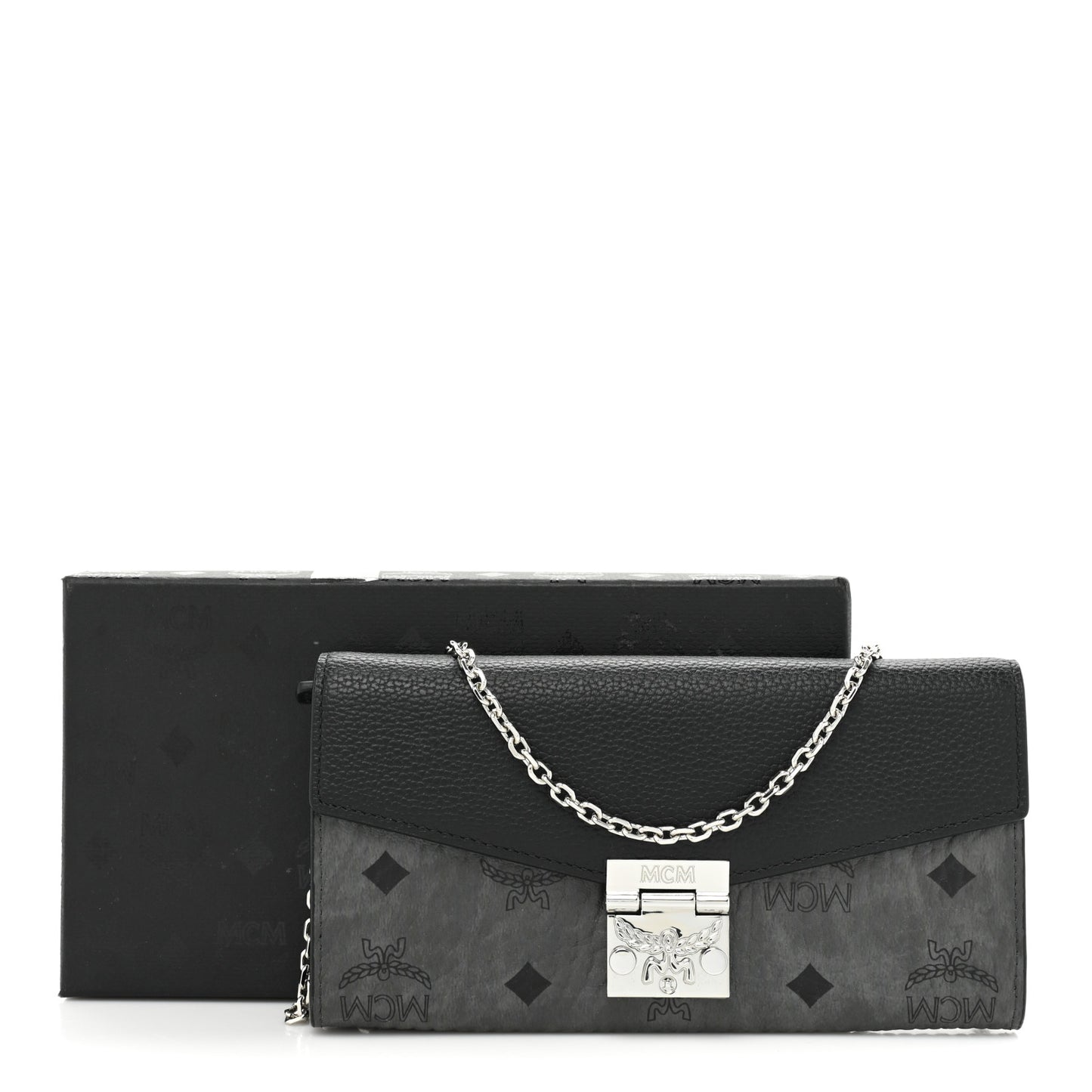Visetos Calfskin Large Patricia Wallet On Chain Black
