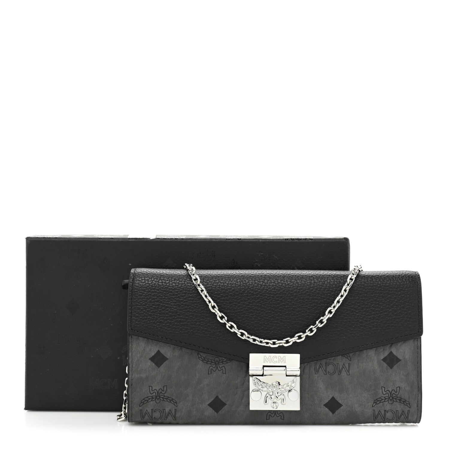 MCM Visetos Calfskin Large Patricia Wallet On Chain Black 13 of 13