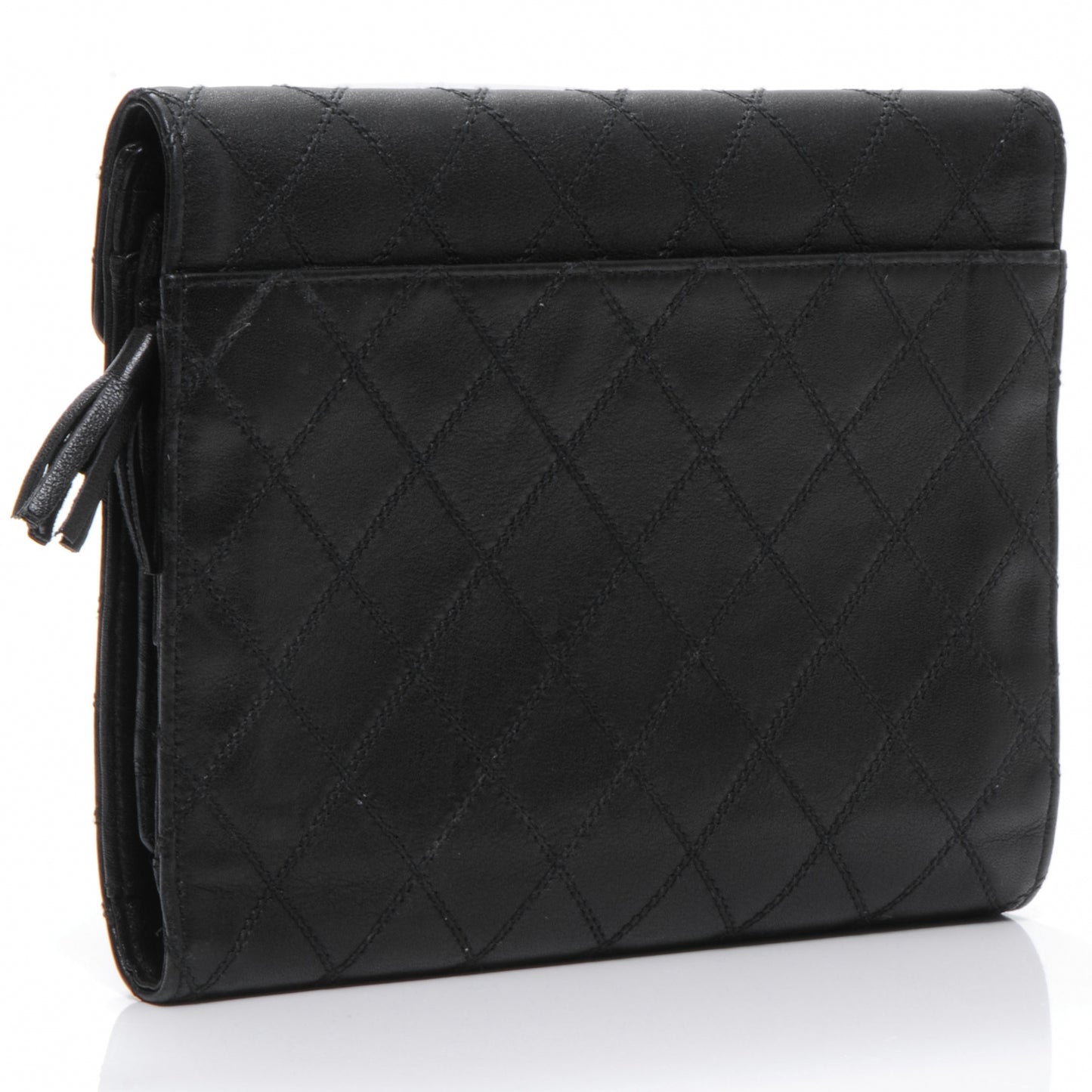 Diamond Stitch Compact Wallet Black