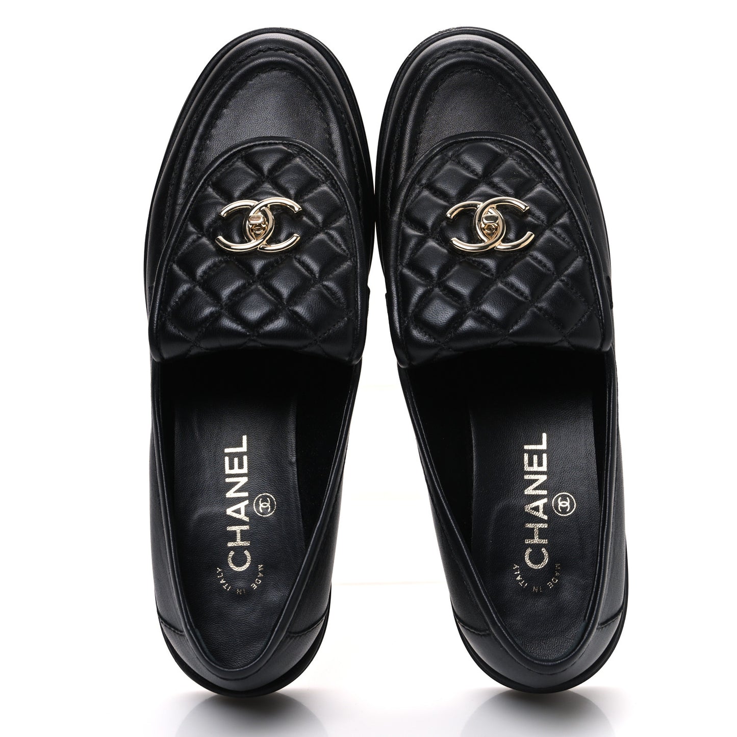 Lambskin Quilted CC Turnlock Loafers 41 Black