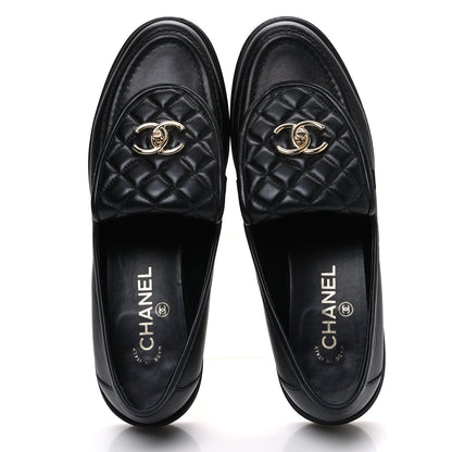 Chanel Lambskin Quilted CC Turnlock Loafers 41 Black 2 of 11