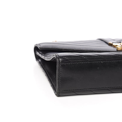 Saint Laurent Lambskin Matelasse Chevron Medium Monogram Satchel Black 7 of 10