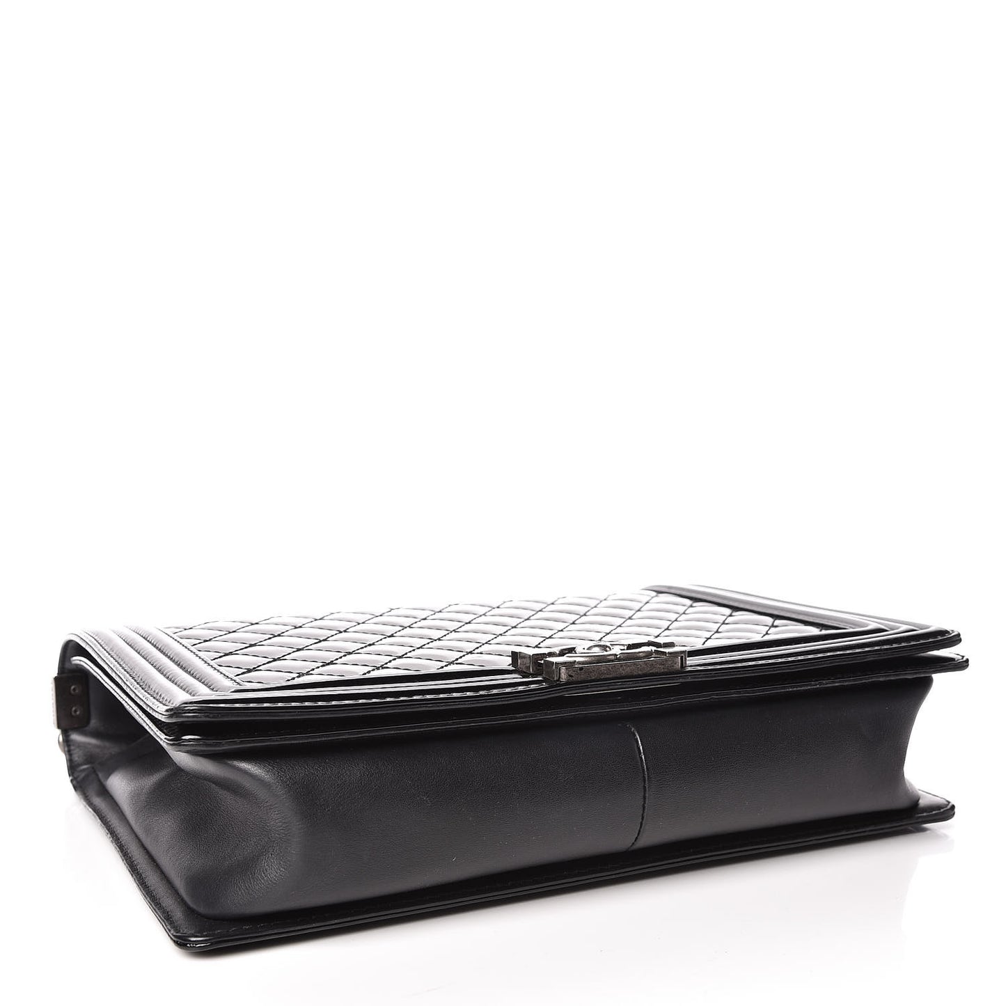 Patent Quilted Large Boy Flap Black