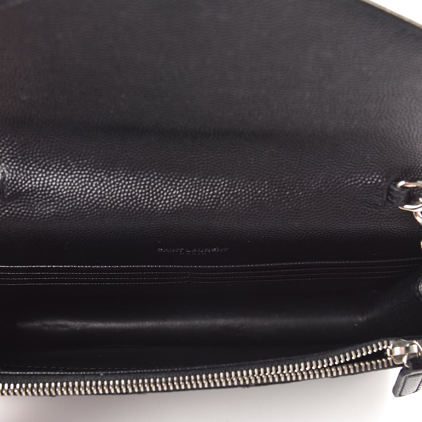 Grain De Poudre Matelasse Chevron Monogram Envelope Chain Wallet Black
