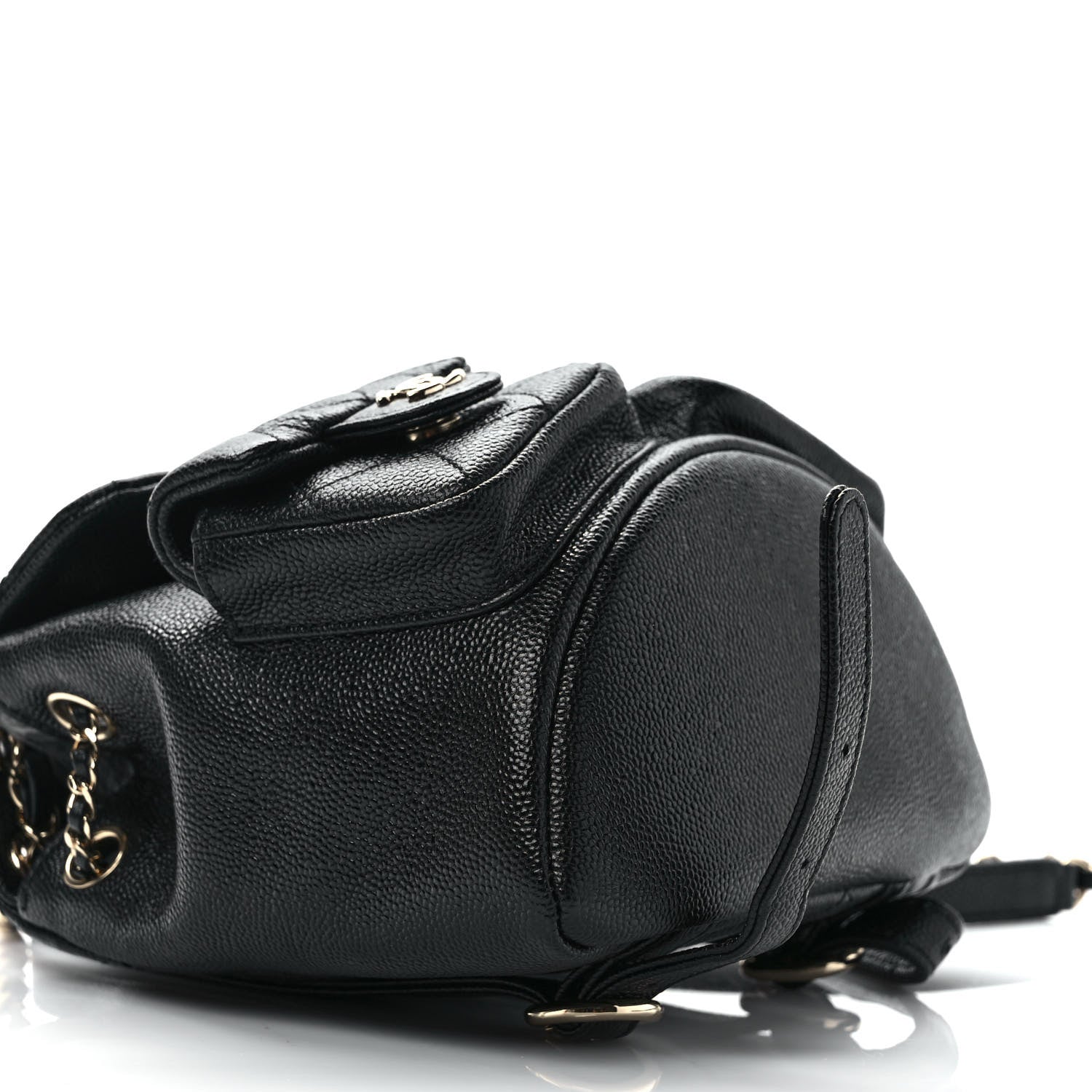 Chanel Shiny Caviar Quilted Small Duma Pockets Drawstring Backpack Black 7 of 9