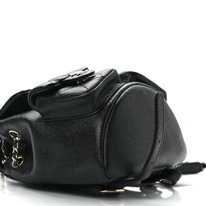 Chanel Shiny Caviar Quilted Small Duma Pockets Drawstring Backpack Black 7 of 9