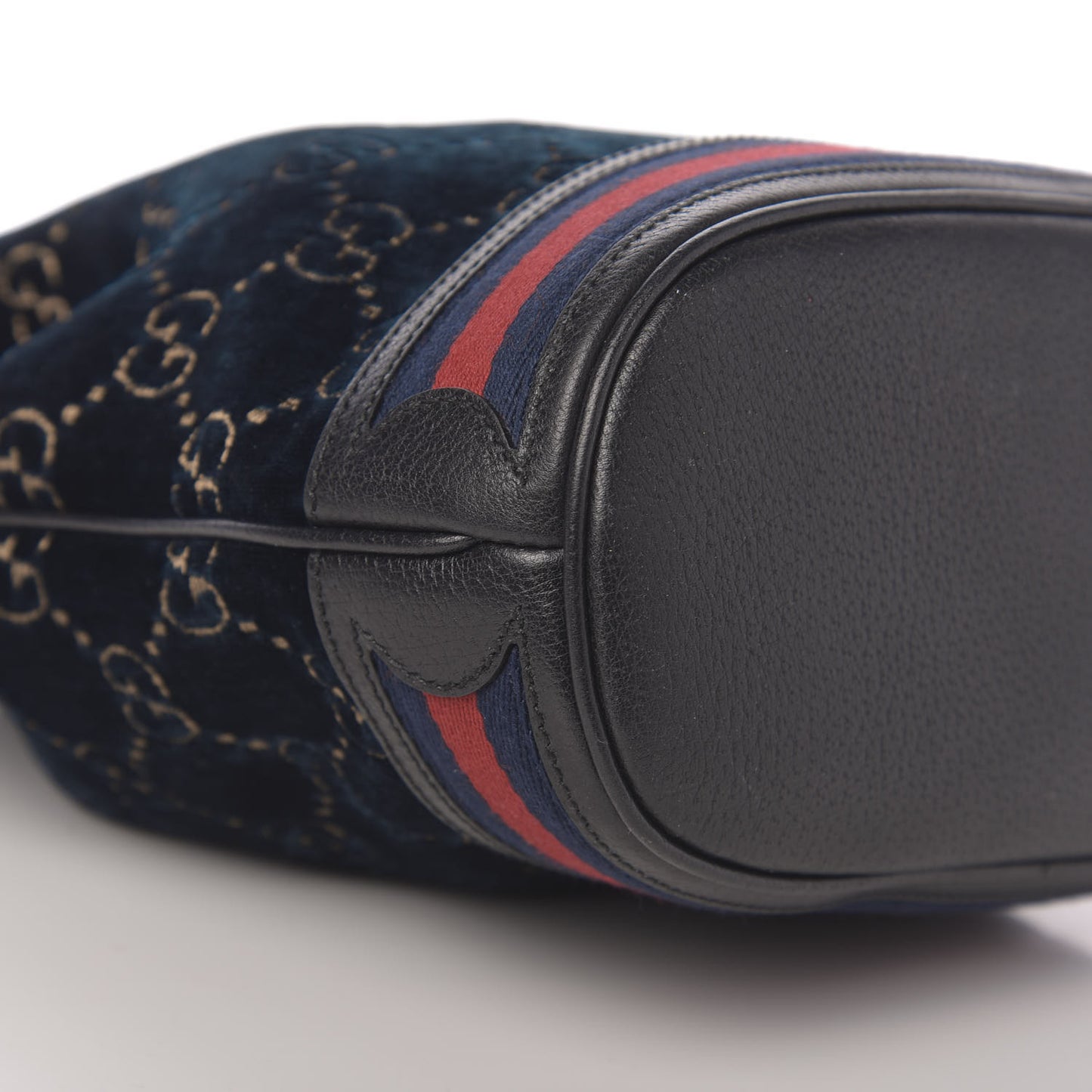Velvet GG Monogram Web Bucket Bag Blue Beige
