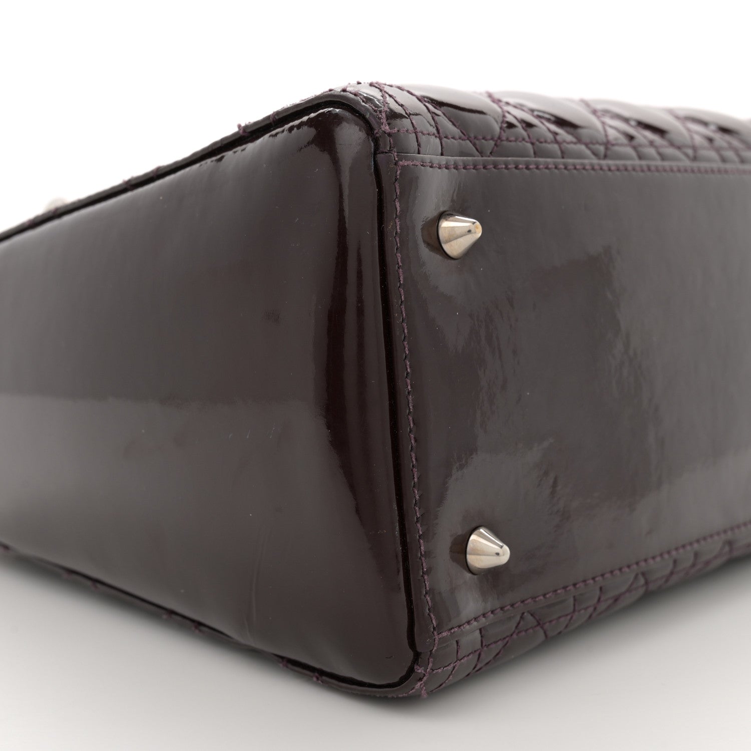 Christian Dior Patent Cannage Medium Lady Dior Burgundy Red 9 of 10