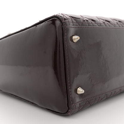 Christian Dior Patent Cannage Medium Lady Dior Burgundy Red 9 of 10