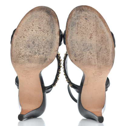 Chanel Crumpled Calfskin Chain Sandals 40 Black 5 of 20