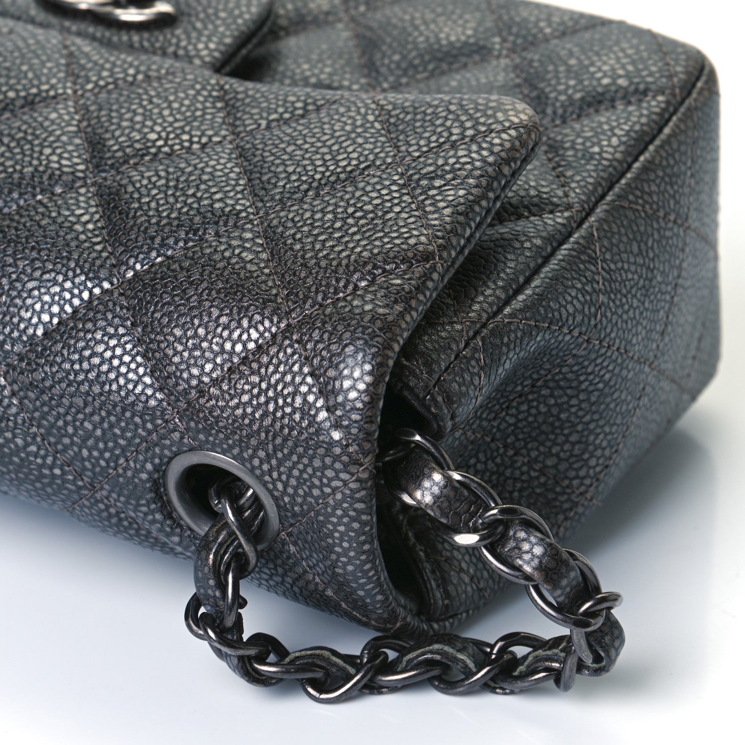 Chanel Metallic Caviar Quilted Mini Rectangular Flap Dark Silver 5 of 16