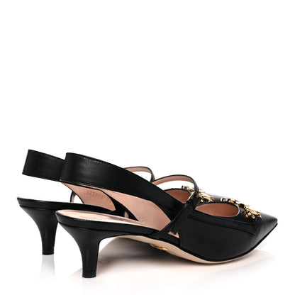Gucci Malaga Kid Zumi Low Heel Slingback Pumps 38.5 Black 4 of 9