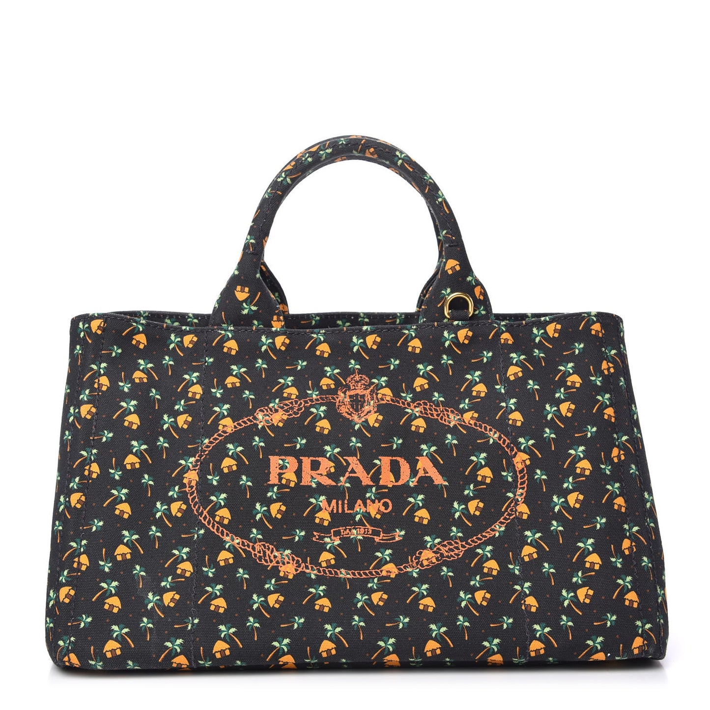 Canapa Palm Tree Print Logo Tote Black