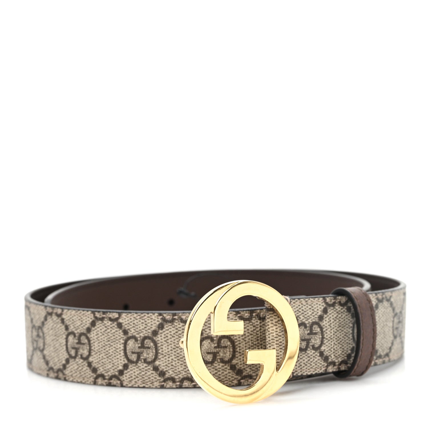 Gucci GG Supreme Monogram Textured Dollar Calfskin Blondie 30mm Belt 75 30 Beige Ebony New Acero 1 of 4