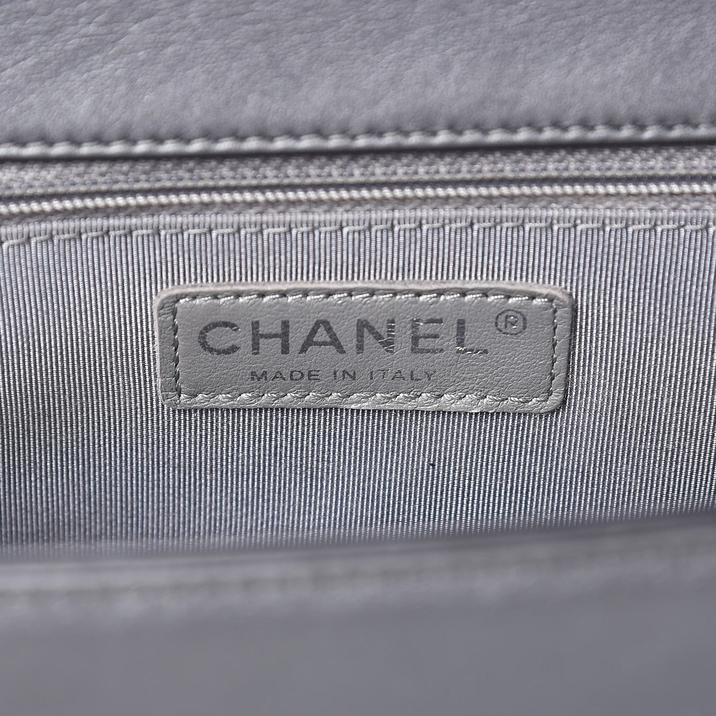 Metallic Calfskin Quilted New Medium Boy Flap Dark Silver
