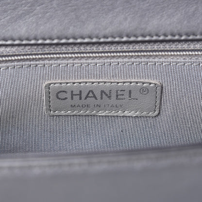 Chanel Metallic Calfskin Quilted New Medium Boy Flap Dark Silver 6 of 11