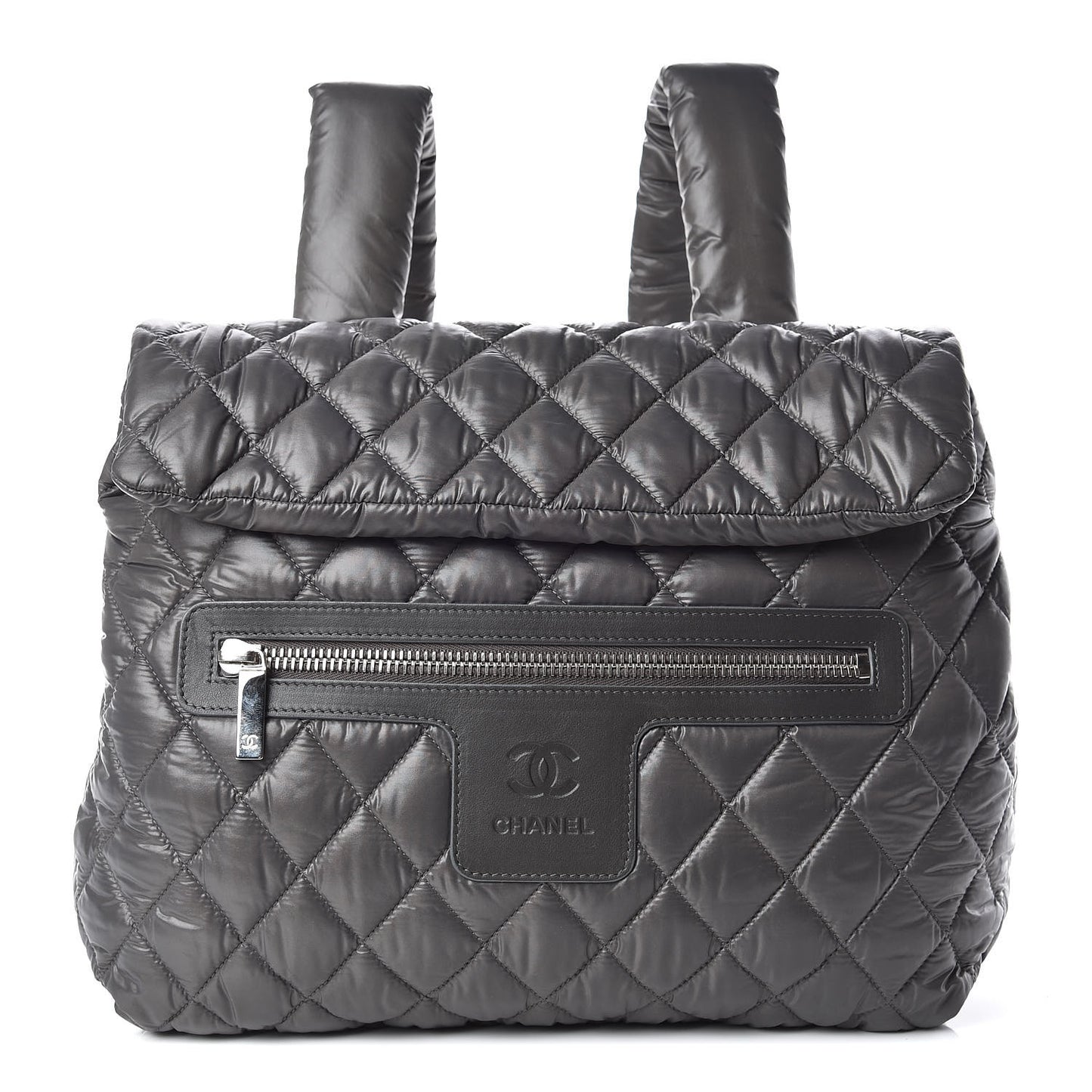 Nylon Quilted Coco Cocoon Backpack Gray