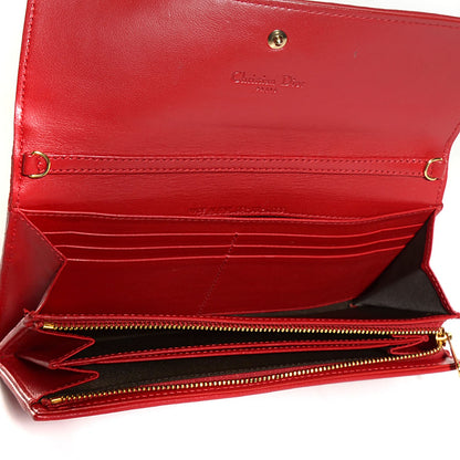 Christian Dior Lambskin Cannage Rendezvous Wallet Red 5 of 7
