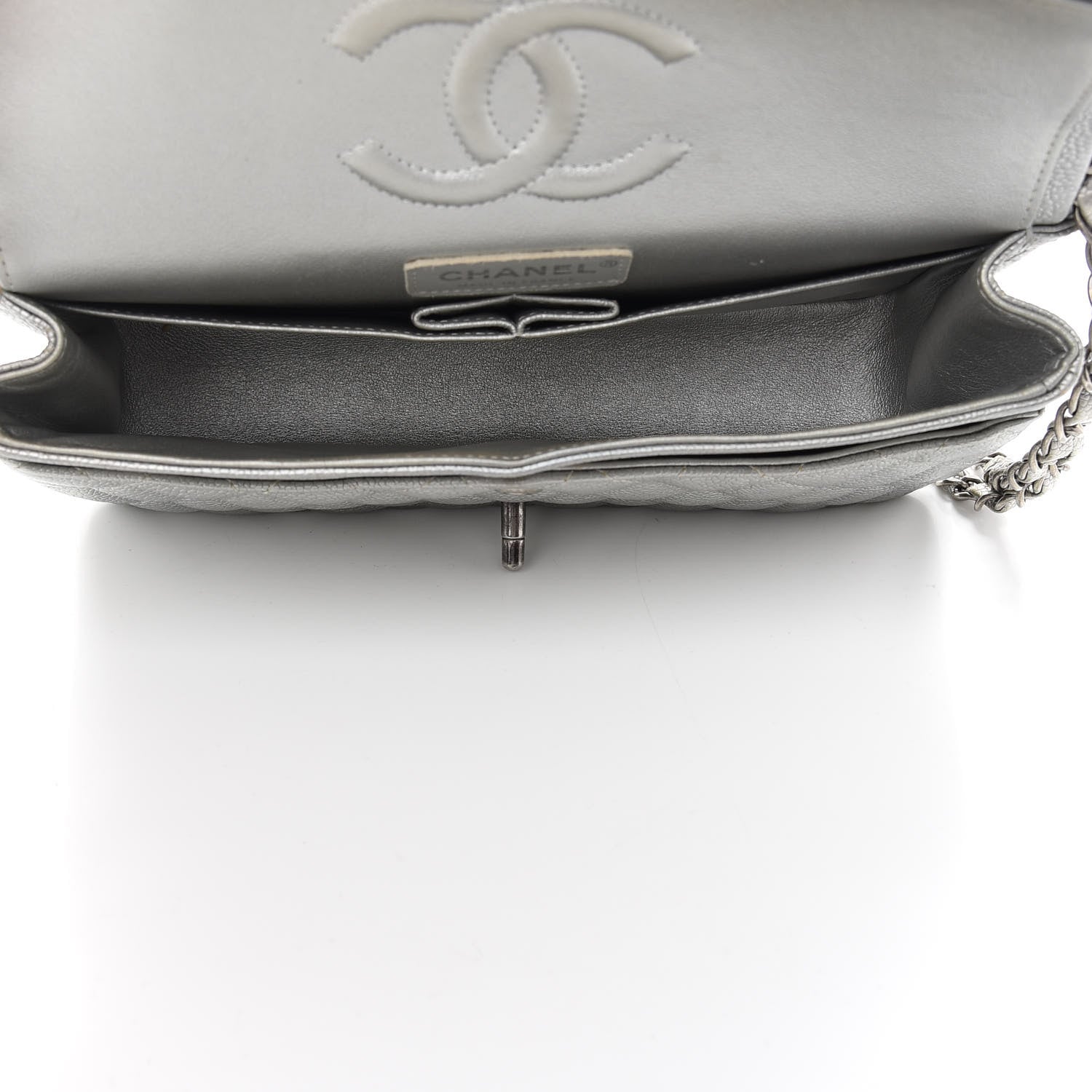 Chanel Metallic Caviar Quilted Medium Double Flap Silver 5 of 11