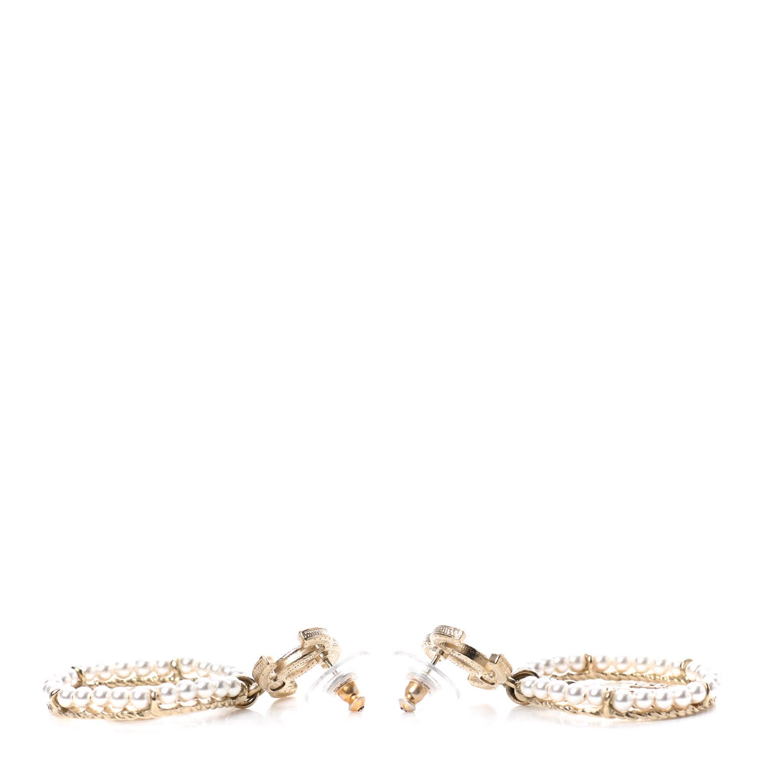 Chanel Crystal Pearl Chanel Charms CC Drop Earrings Gold 3 of 4