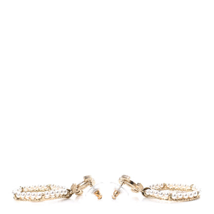 Chanel Crystal Pearl Chanel Charms CC Drop Earrings Gold 3 of 4