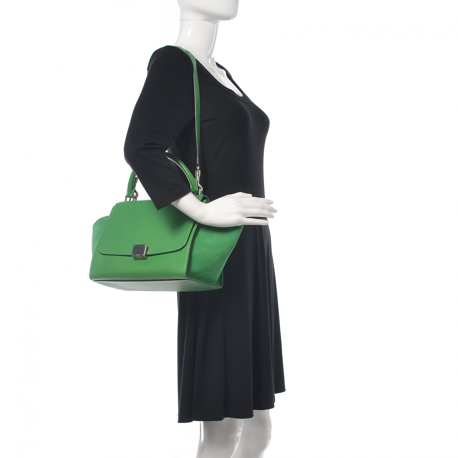 Celine Drummed Calfskin Suede Small Trapeze Mint 2 of 15