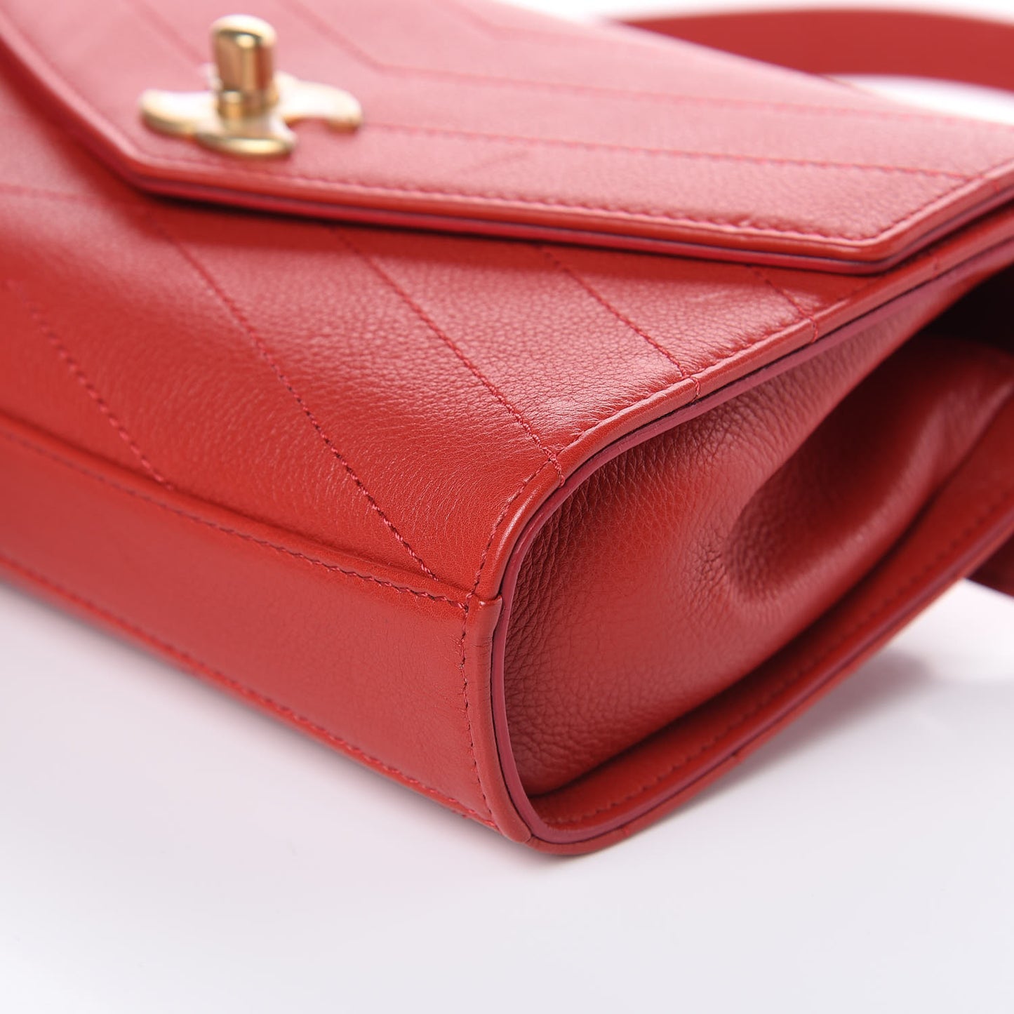 Calfskin Chevron Stitched Coco Waist Bag Red