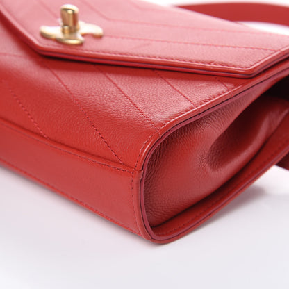 Chanel Calfskin Chevron Stitched Coco Waist Bag Red 9 of 13